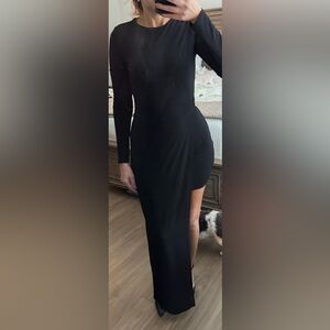 Express Black Asymmetrical Neckline Bodycon Maxi Dress